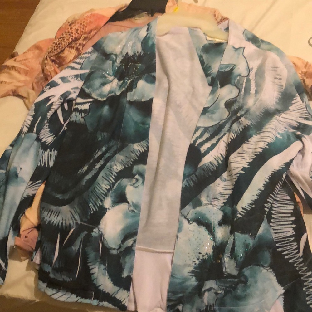 Teal cardigan with sequins